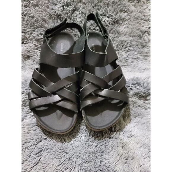 Zara Other - Zara Black Leather Sandals size 24